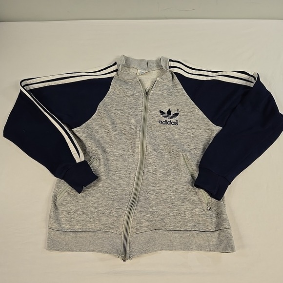 adidas Other - Vintage Adidas Zip Up Track Jacket Grey Blue Men's Medium Made in USA